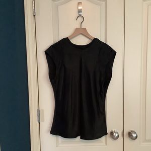 Frame Bias Cut Washable Silk Top Black XLarge